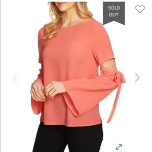 Split Cutout Sleeve Bow Top